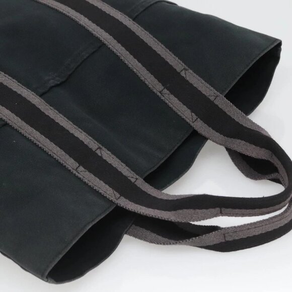 HERMES Fourre Tout Cabas Tote Bag Canvas Black Auth ti3108 - Picture 8 of 16